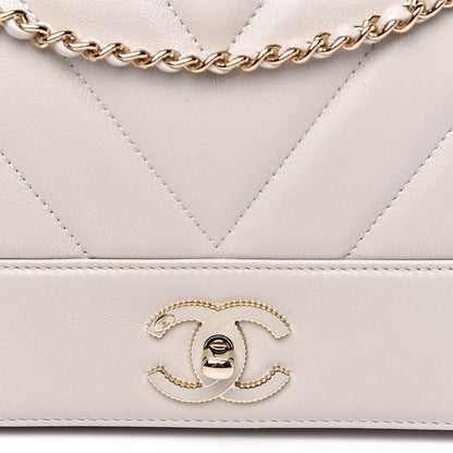 Chanel Sheepskin Chevron Quilted Medium Vintage Mademoiselle Flap White 8 of 10