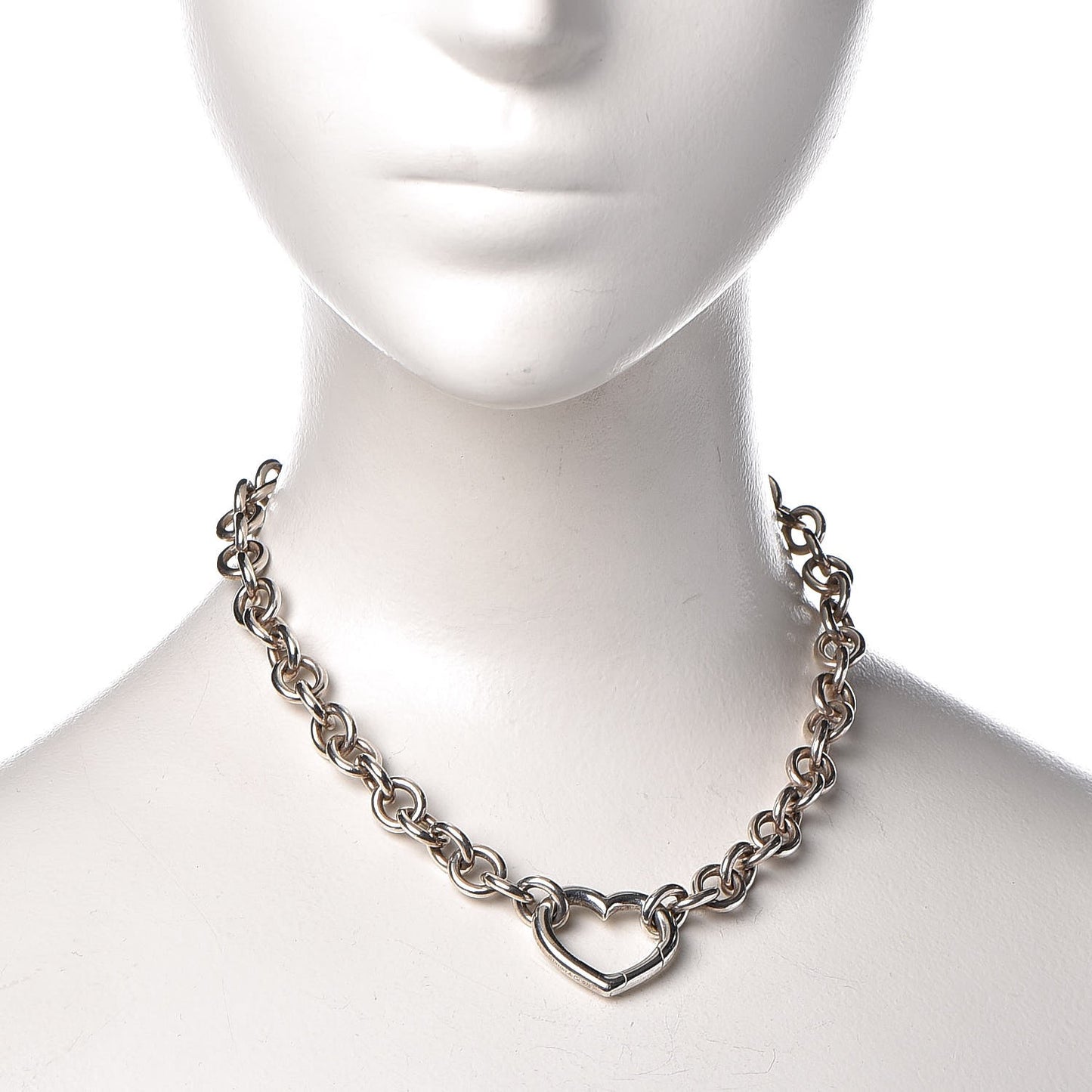 Sterling Silver Heart Clasp Choker Necklace