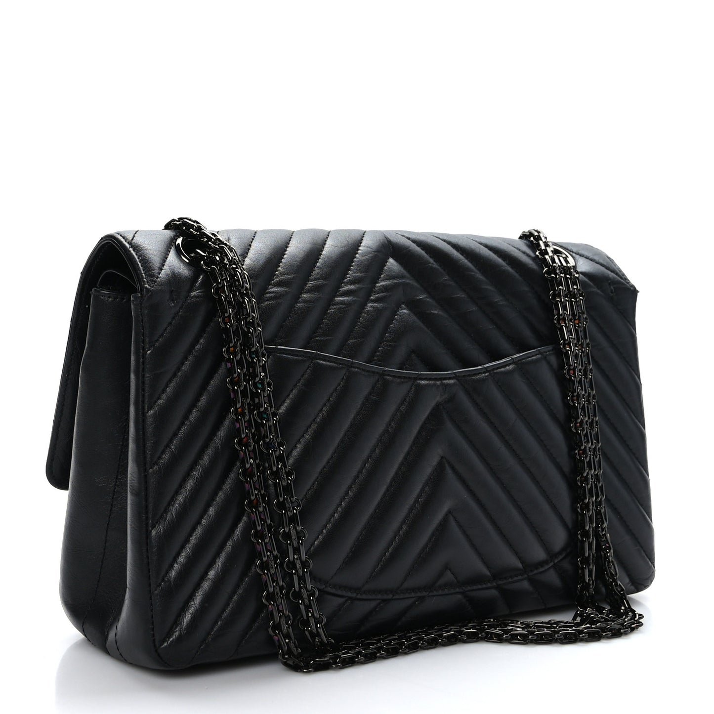 Aged Calfskin Chevron Quilted 2.55 Reissue 226 So Black