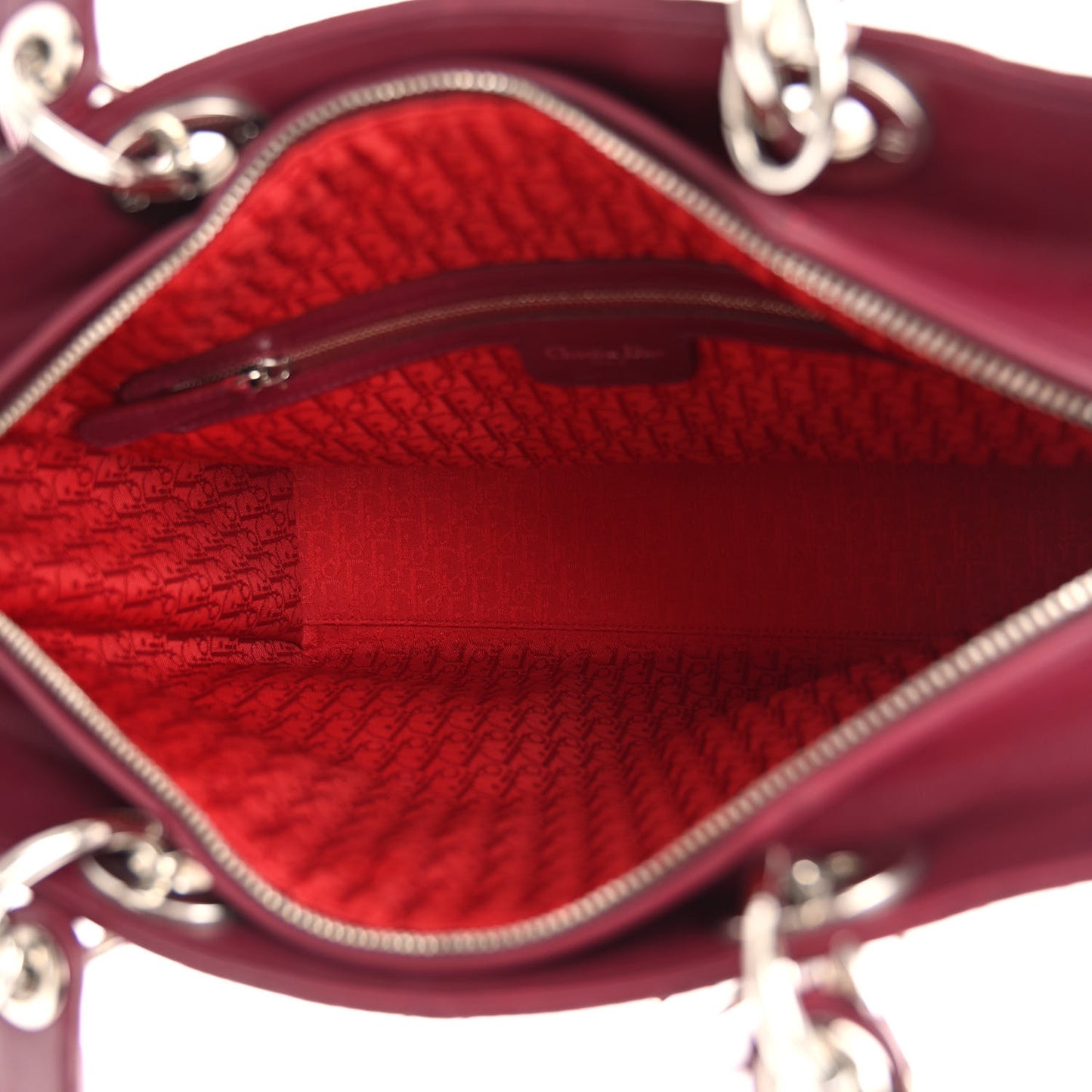 Lambskin Cannage Large Lady Dior Burgundy