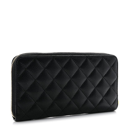 Chanel Lambskin Quilted Large Gusset Zip Around Wallet Black 3 of 11