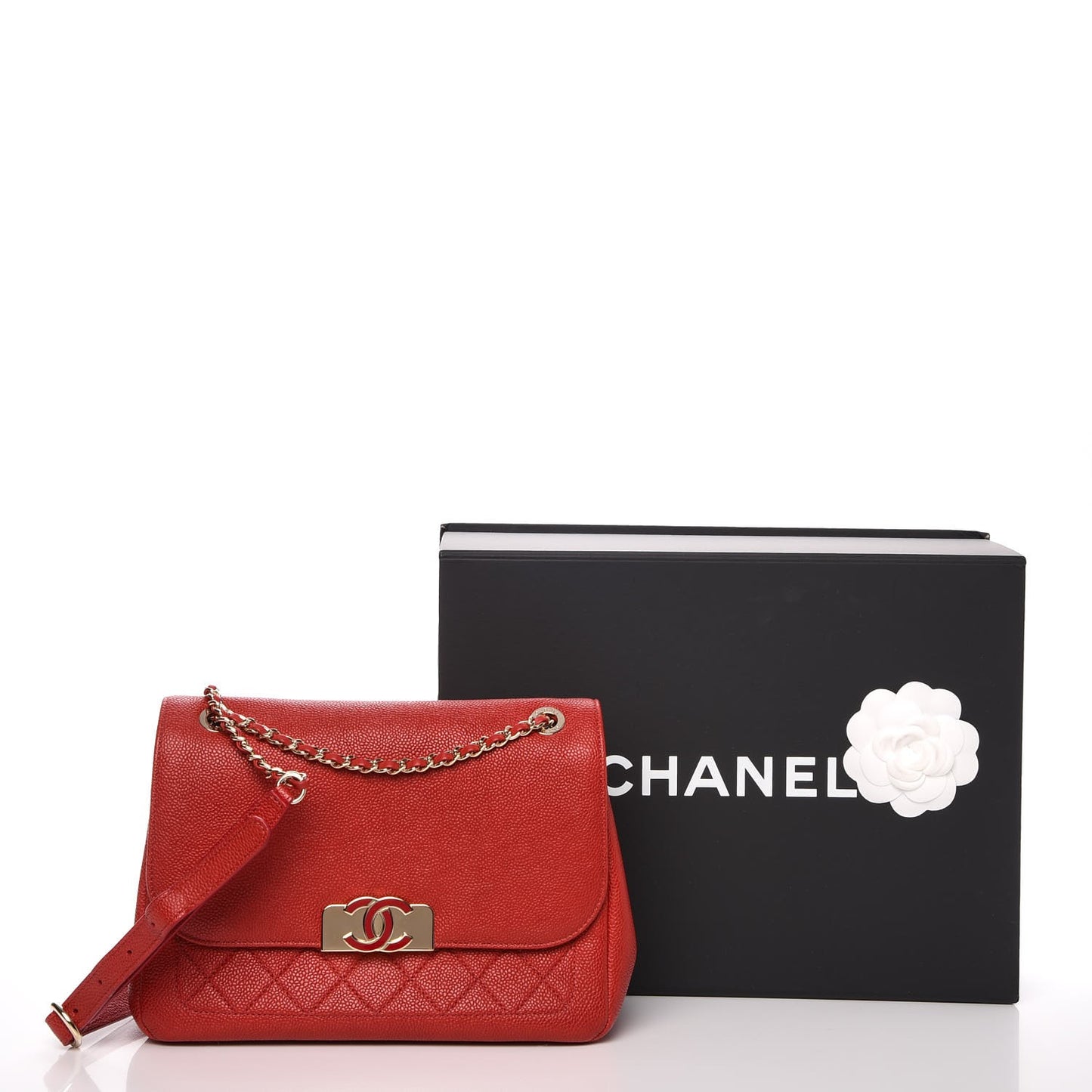 Caviar Quilted Small Flap Red