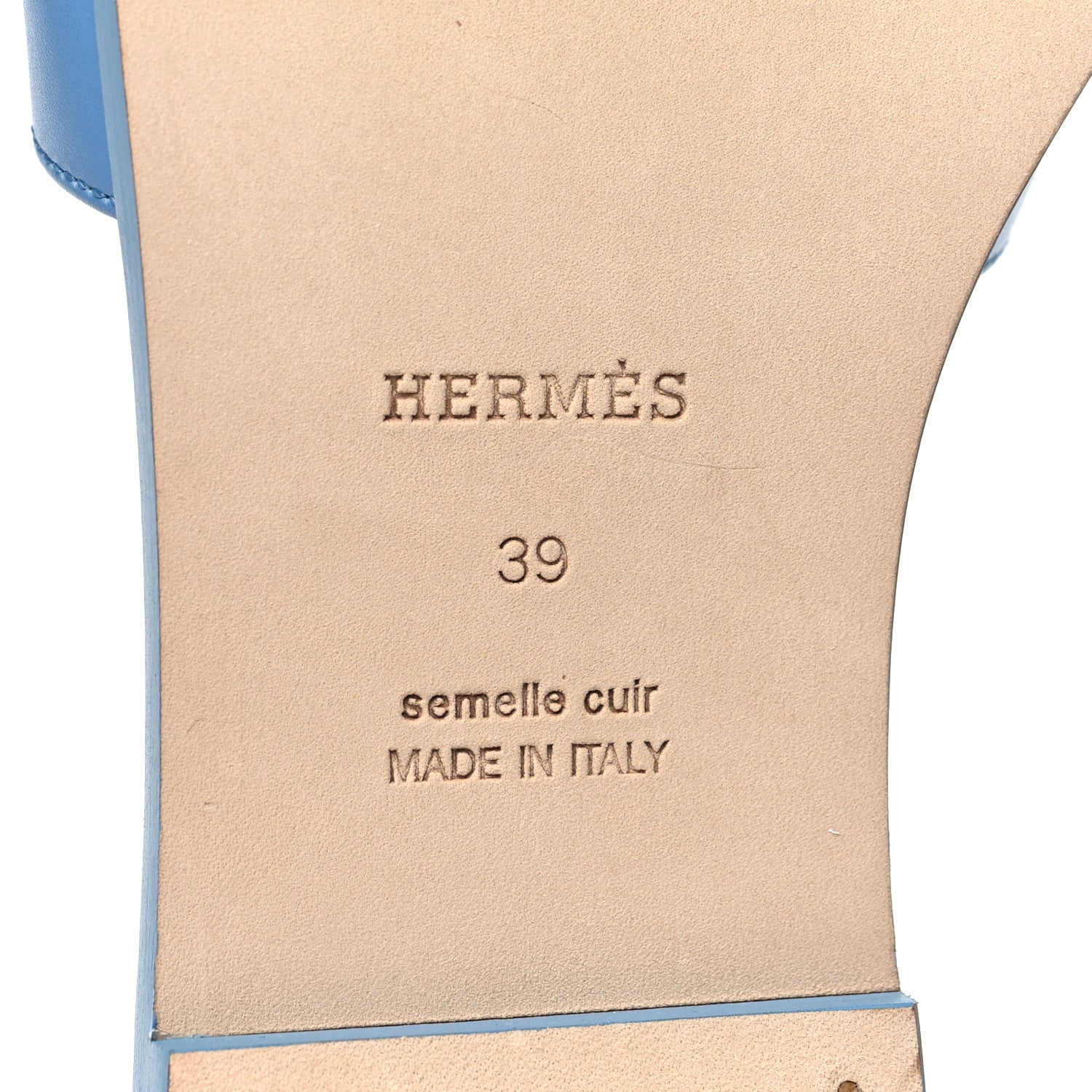 Hermes Box Calfskin Oran Sandals 39 Bleu Cameo 6 of 9