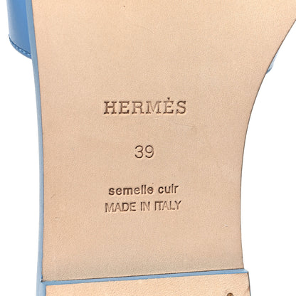 Hermes Box Calfskin Oran Sandals 39 Bleu Cameo 6 of 9
