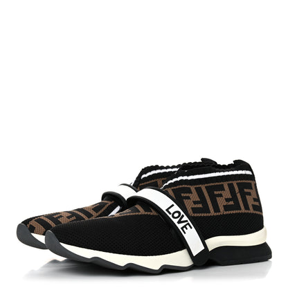 Fendi Stretch Yarn FF Stiff Band Rockoko Sneakers 41 Black White Tobacco 3 of 9