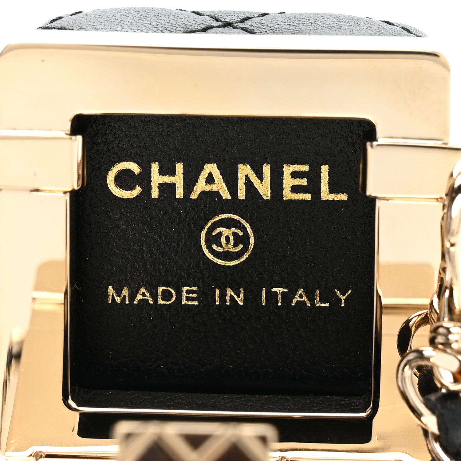 Chanel Lambskin Quilted Cube Mini Bag Charm Black 4 of 5