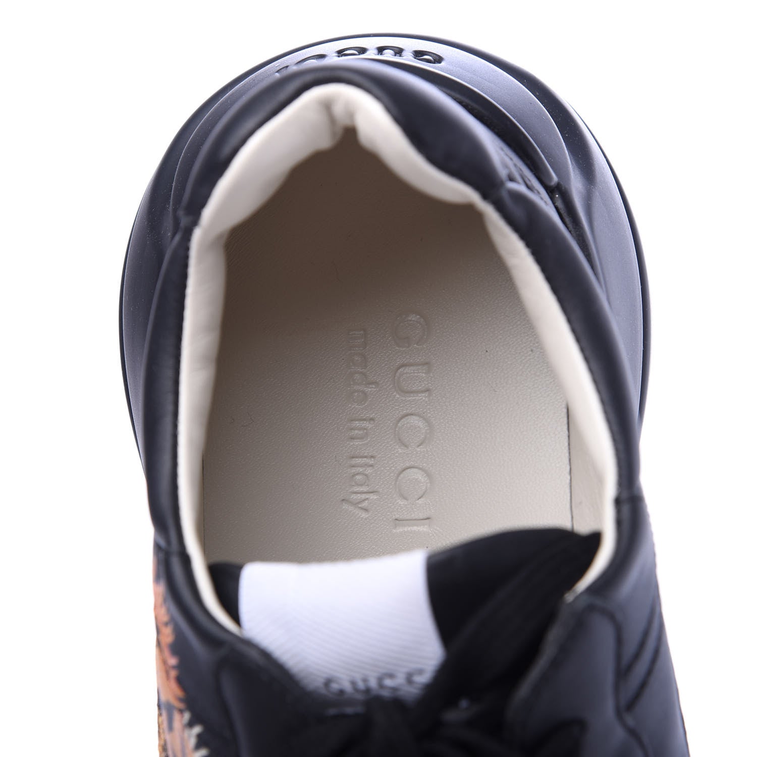 Gucci Calfskin Tiger Print Mens Rhyton Sneakers 7.5 Black 7 of 10