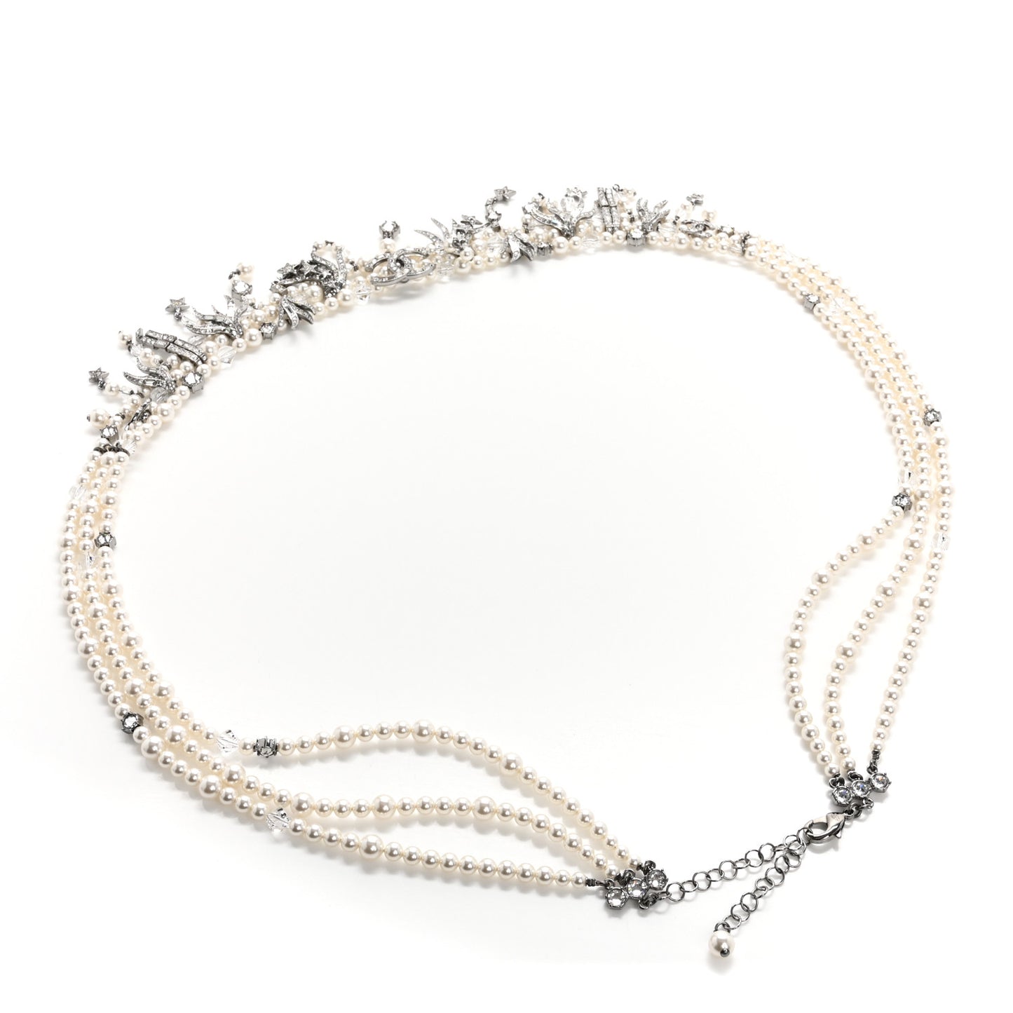 Pearl Crystal CC Wing Star Belt 100 40 Ruthenium Pearly White