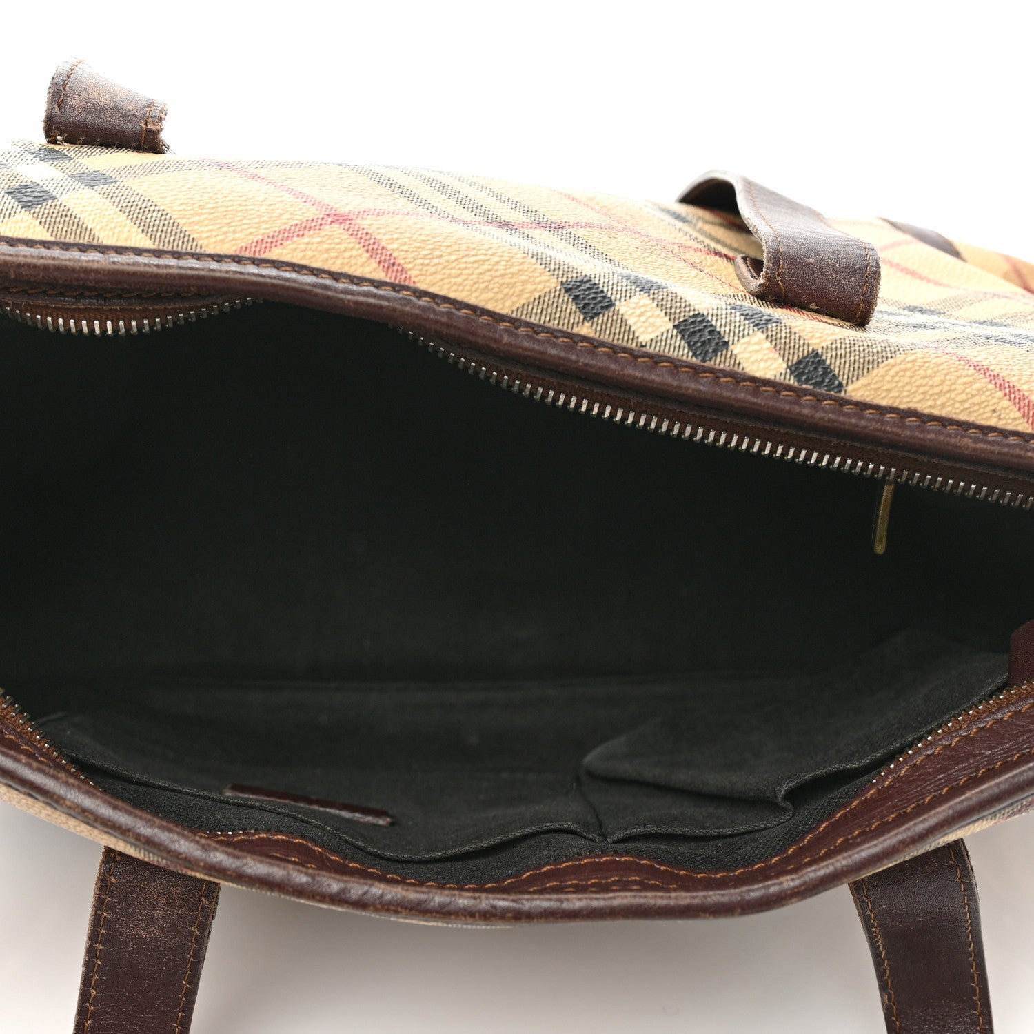 Burberry Haymarket Check Studded Tote Bag Chocolate 5 of 11