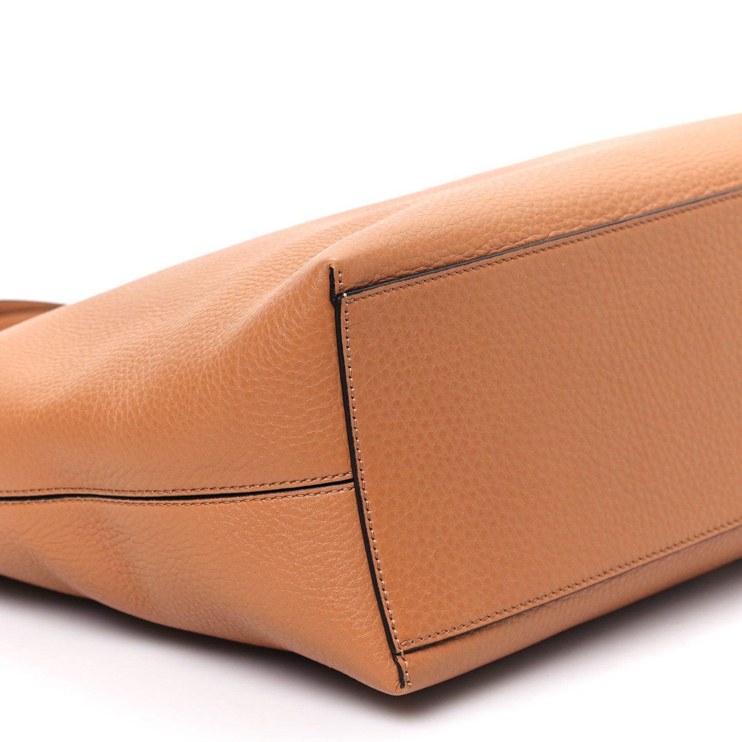 Grained Calfskin Rockstud Shoulder Tote Almond