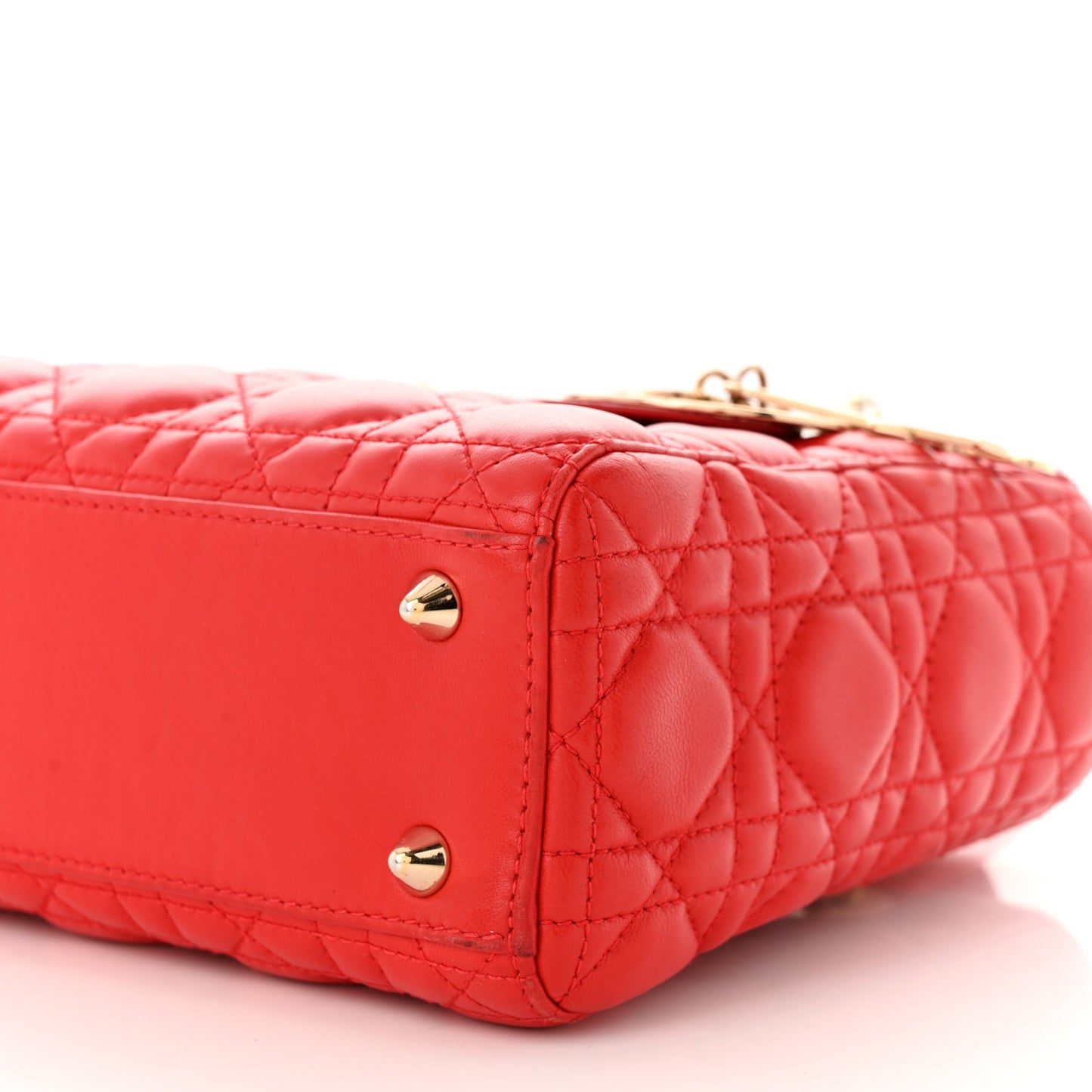 Lambskin Cannage Small Lucky Badges My Lady Dior Red