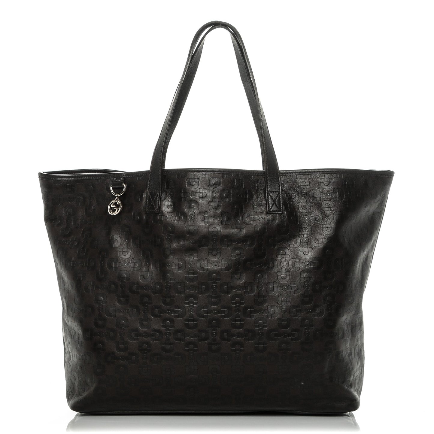 Calfskin Horsebit Embossed Large Tote Dark Brown