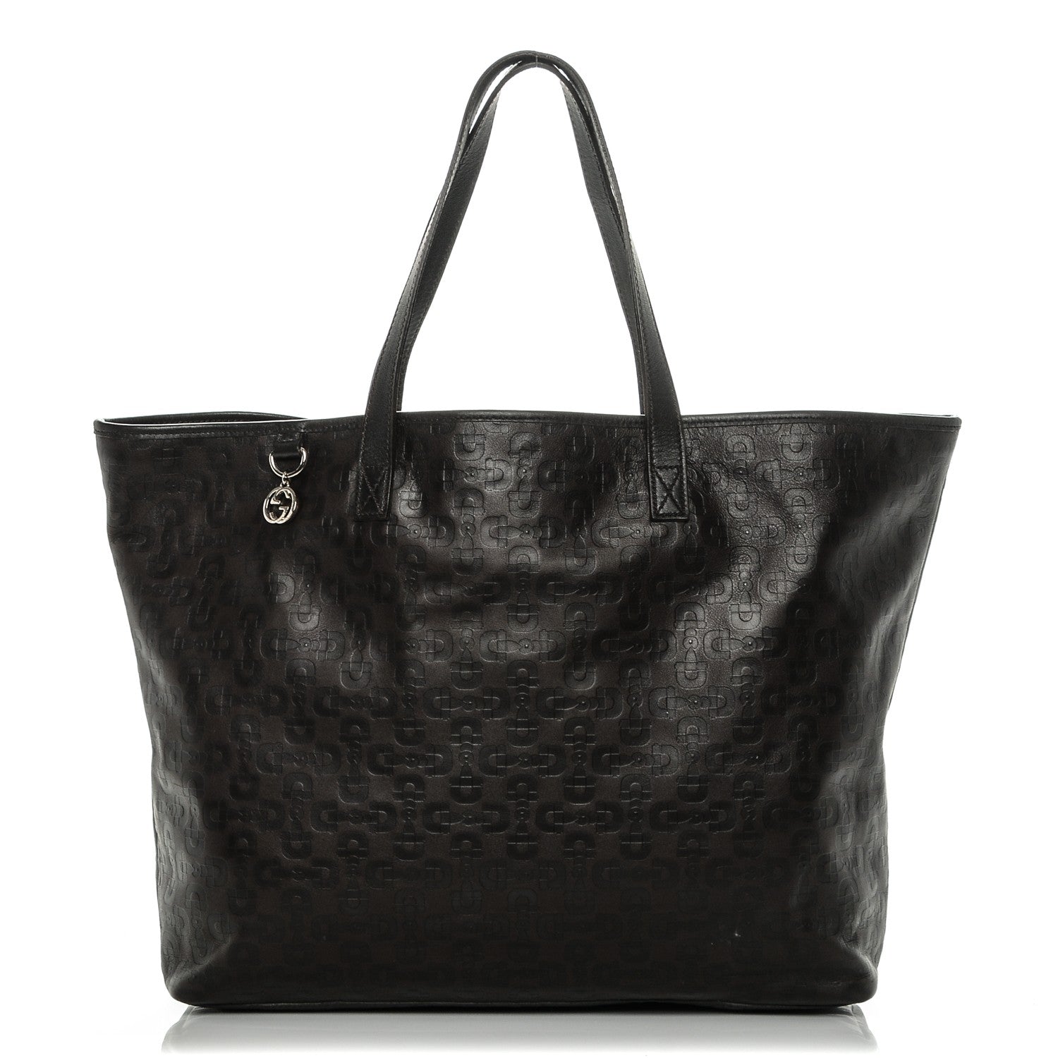 Gucci Calfskin Horsebit Embossed Large Tote Dark Brown 1 of 7