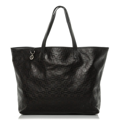 Gucci Calfskin Horsebit Embossed Large Tote Dark Brown 1 of 7