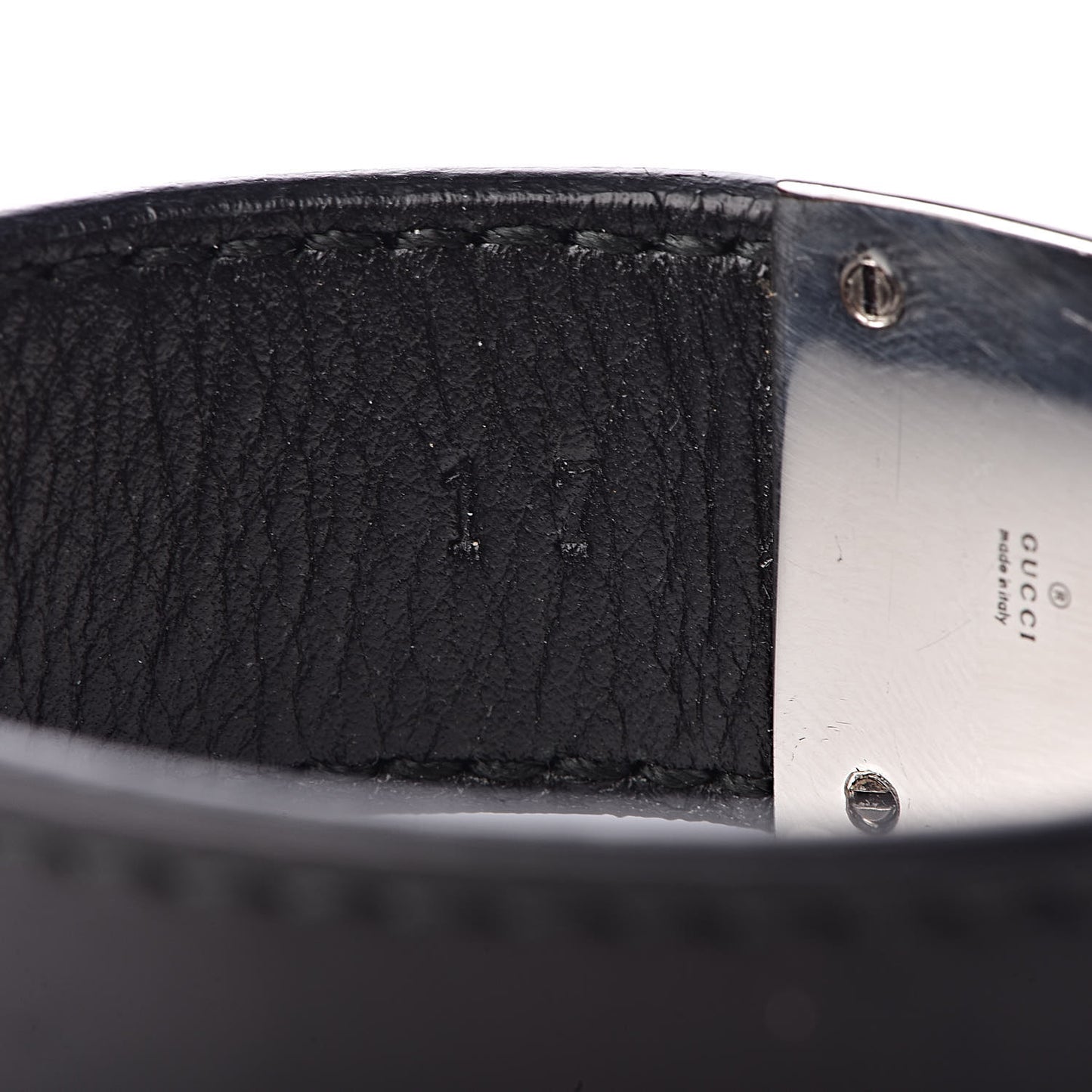Sterling Silver Calfskin Interlocking G Bracelet Black
