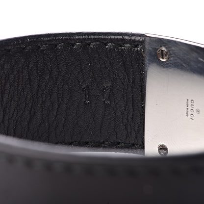 Gucci Sterling Silver Calfskin Interlocking G Bracelet Black 7 of 7
