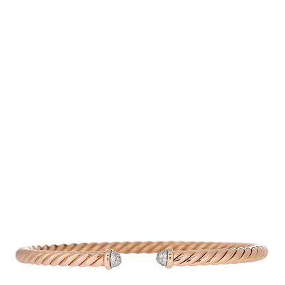 David Yurman 18K Rose Gold Diamond 4mm Cablespira Bracelet 1 of 4