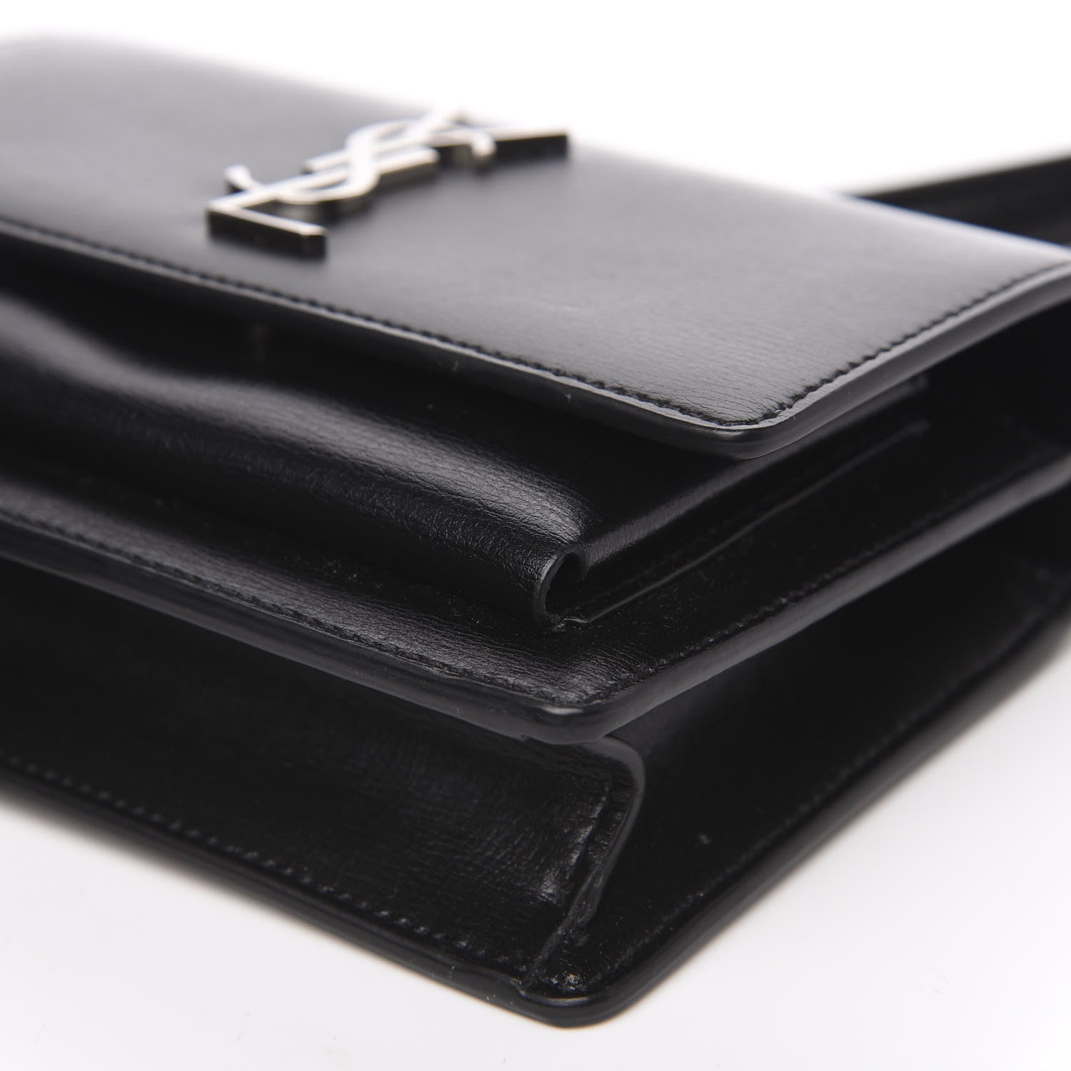 Saint Laurent Calfskin Monogram Sunset Chain Wallet Black 7 of 9