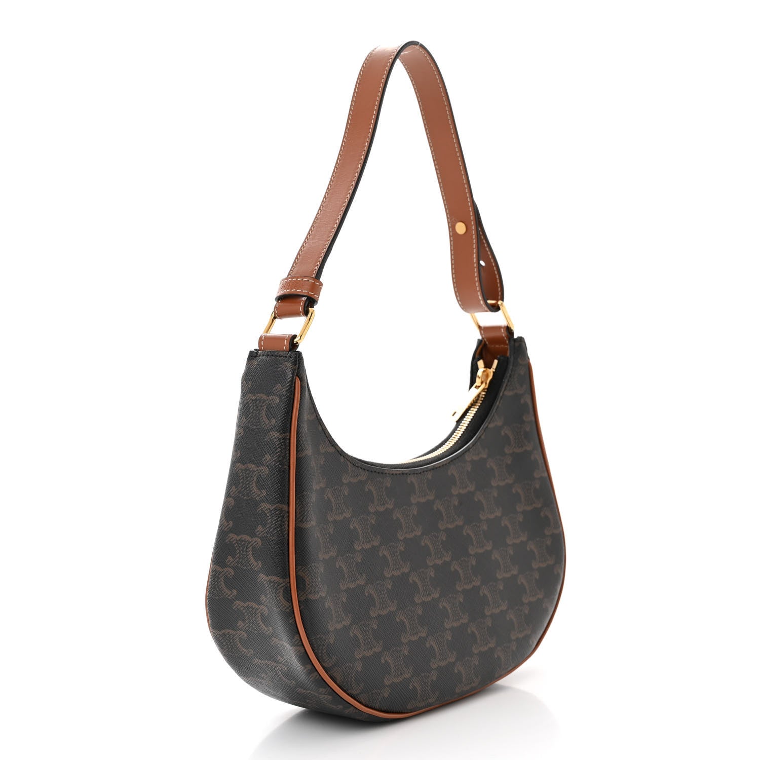 Celine Triomphe Canvas Calfskin Ava Shoulder Bag Tan 3 of 12