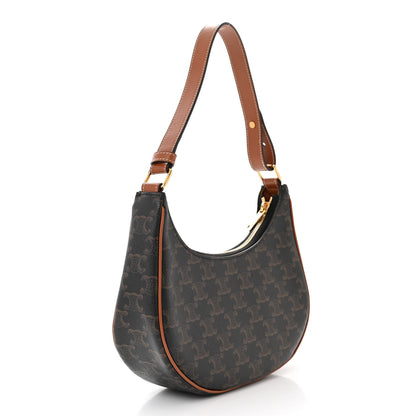 Celine Triomphe Canvas Calfskin Ava Shoulder Bag Tan 3 of 12