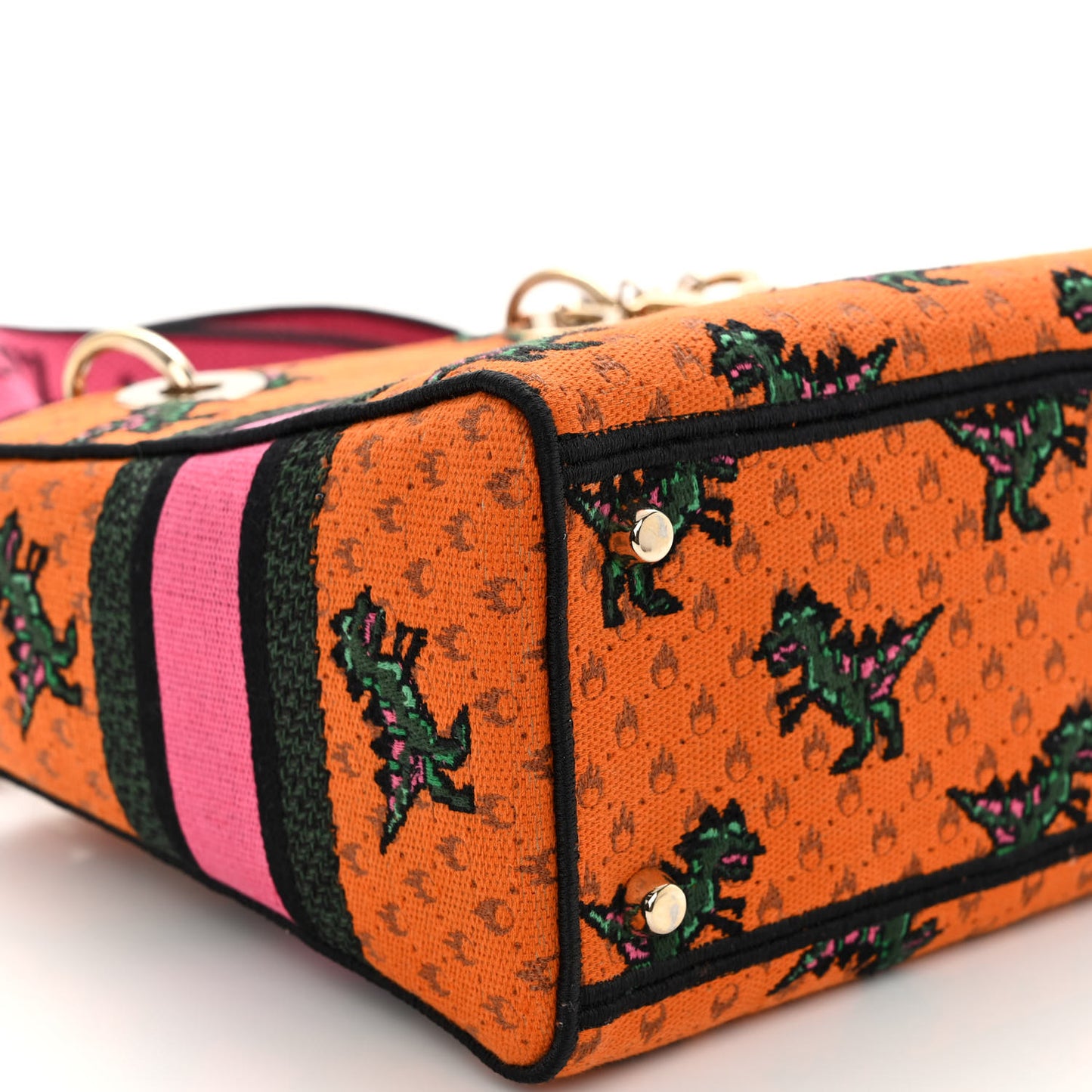 Canvas Embroidered Dino Medium Lady D-Lite Orange Multicolor