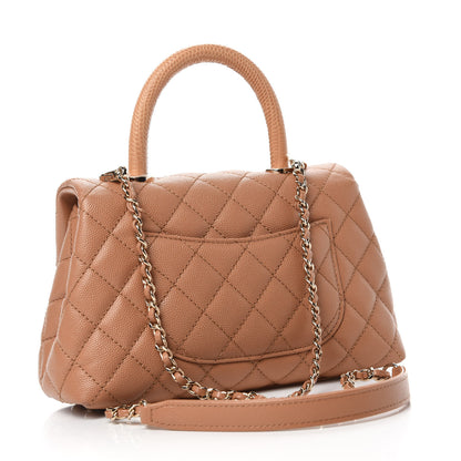 Chanel Caviar Quilted Lizard Embossed Mini Coco Handle Flap Brown 3 of 11