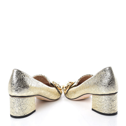 Gucci Galassia GG Marmont Fringe 50mm Loafer Pumps 38.5 Platino 6 of 12