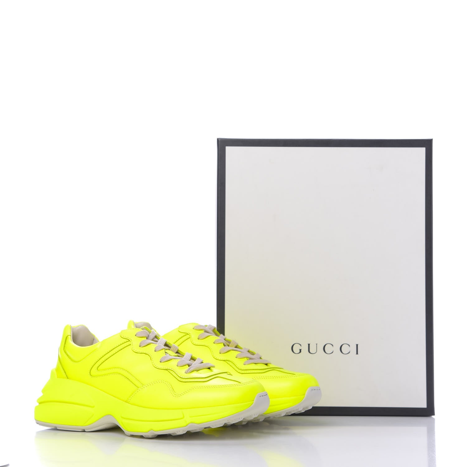 Gucci Calfskin Mens Rhyton Sneakers 9 Yellow Fluo 10 of 10