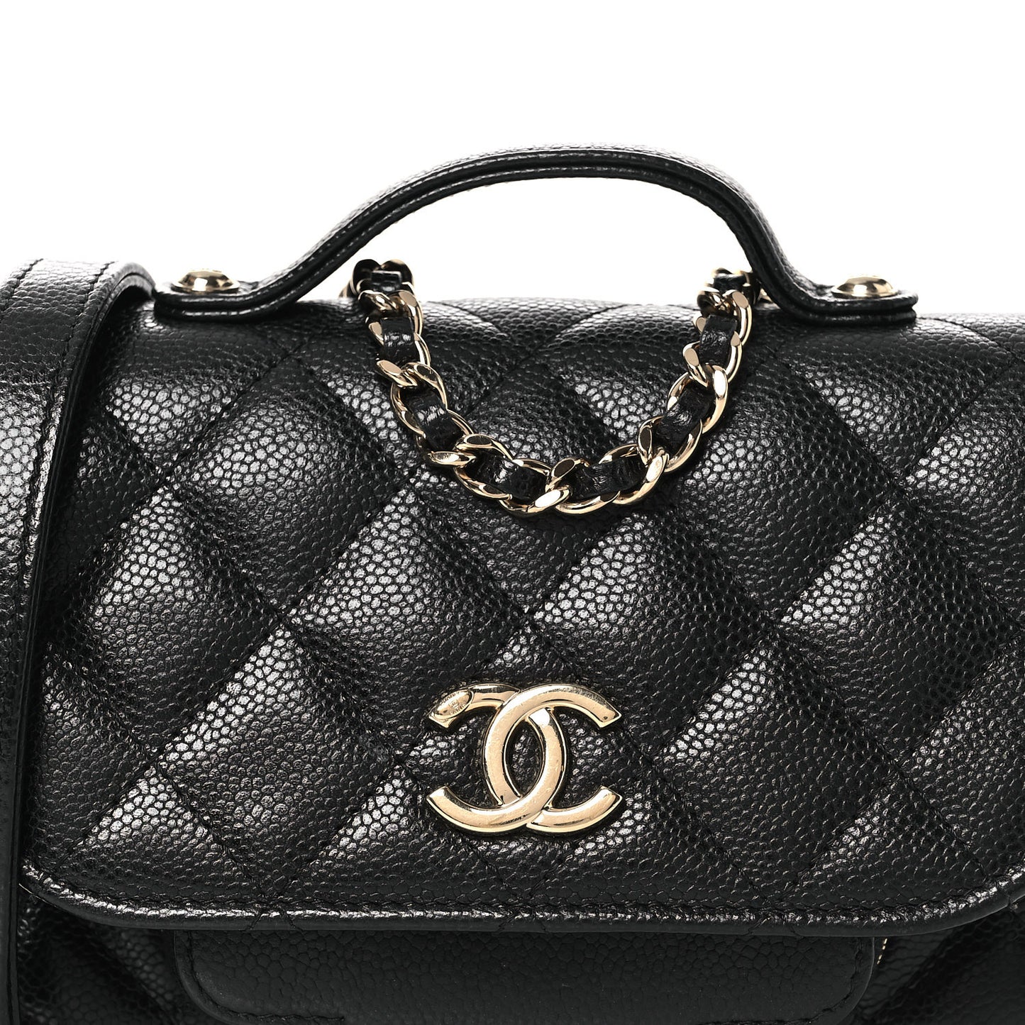Caviar Quilted Business Affinity Clutch With Chain Black