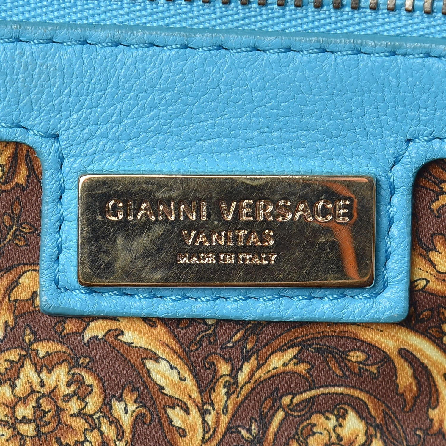 Versace Barocco Quilted Nappa Vanitas Demetra Bag Blue 6 of 17