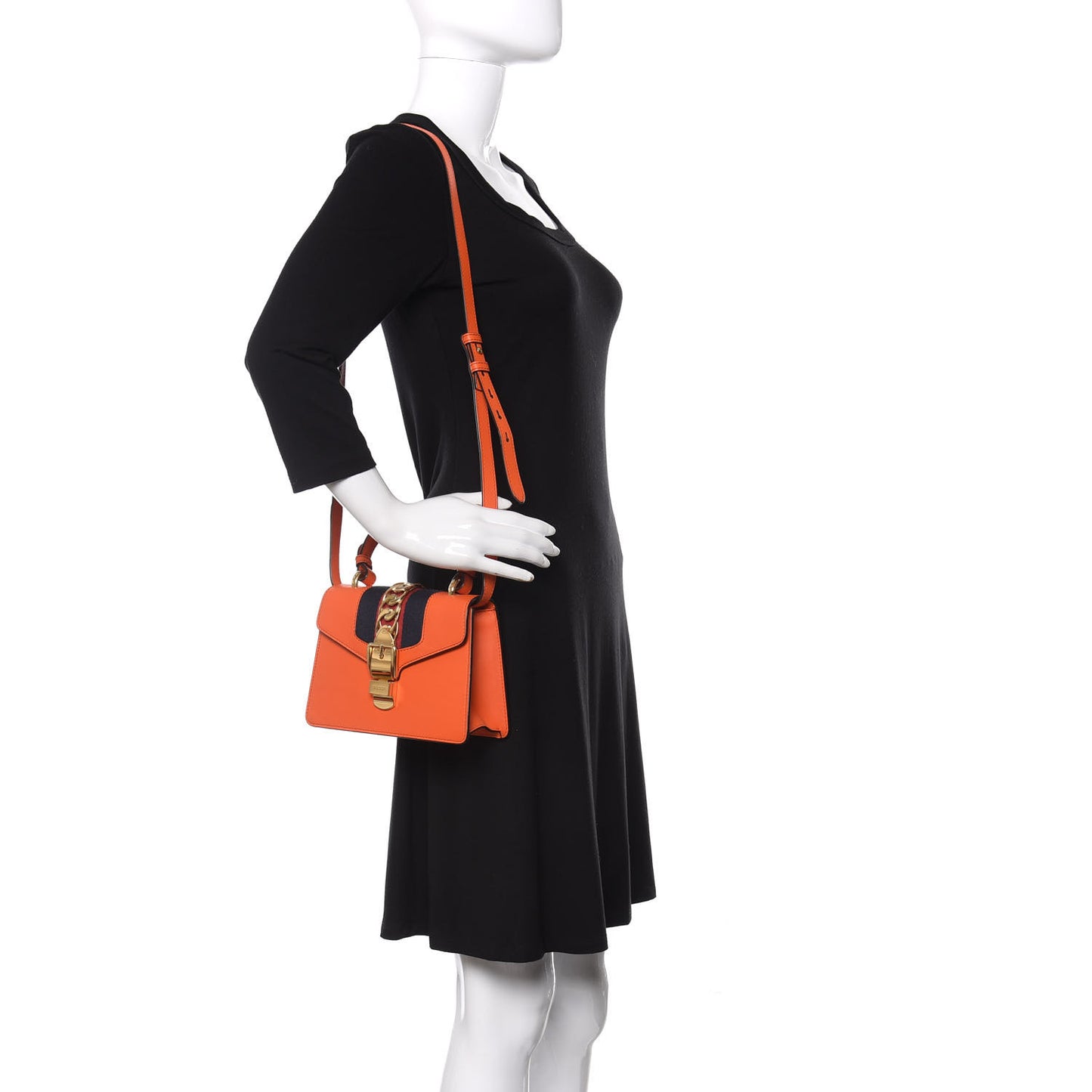 Vitello Fontanella Web Mini Sylvie Top Handle Bag Orange