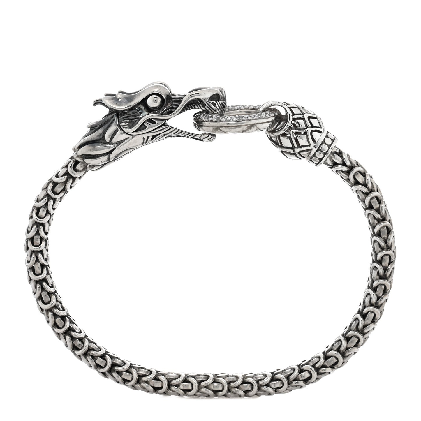 Sterling Silver Diamond Naga Dragon Head Bracelet