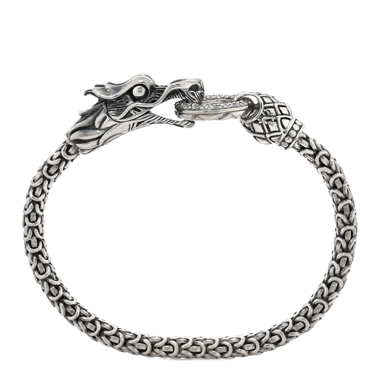 John Hardy Sterling Silver Diamond Naga Dragon Head Bracelet 2 of 5