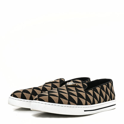 Prada Jacquard Trianglolo Symbole Embroidered Metal Triangle Logo Slip On Sneakers 37.5 Corda Black 4 of 10