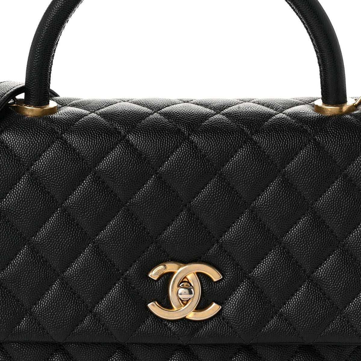 Caviar Quilted Small Coco Handle Flap Black