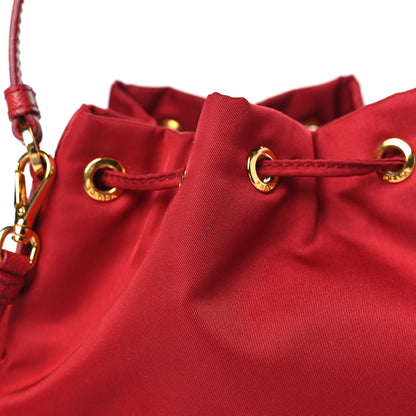 Prada Nylon Vela Saffiano Mini Bucket Crossbody Bag Fuoco 12 of 12