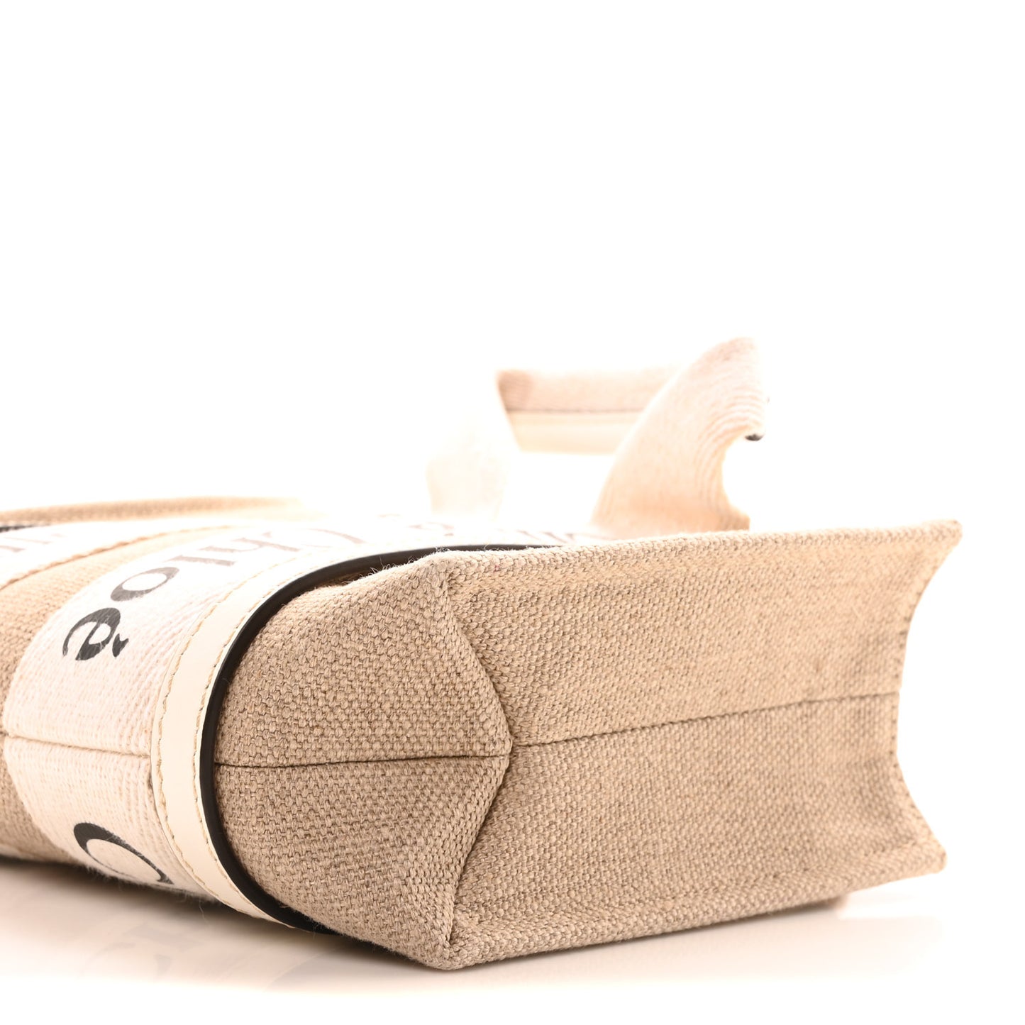 Cotton Calfskin Nano Woody Ribbon Tote With Strap White