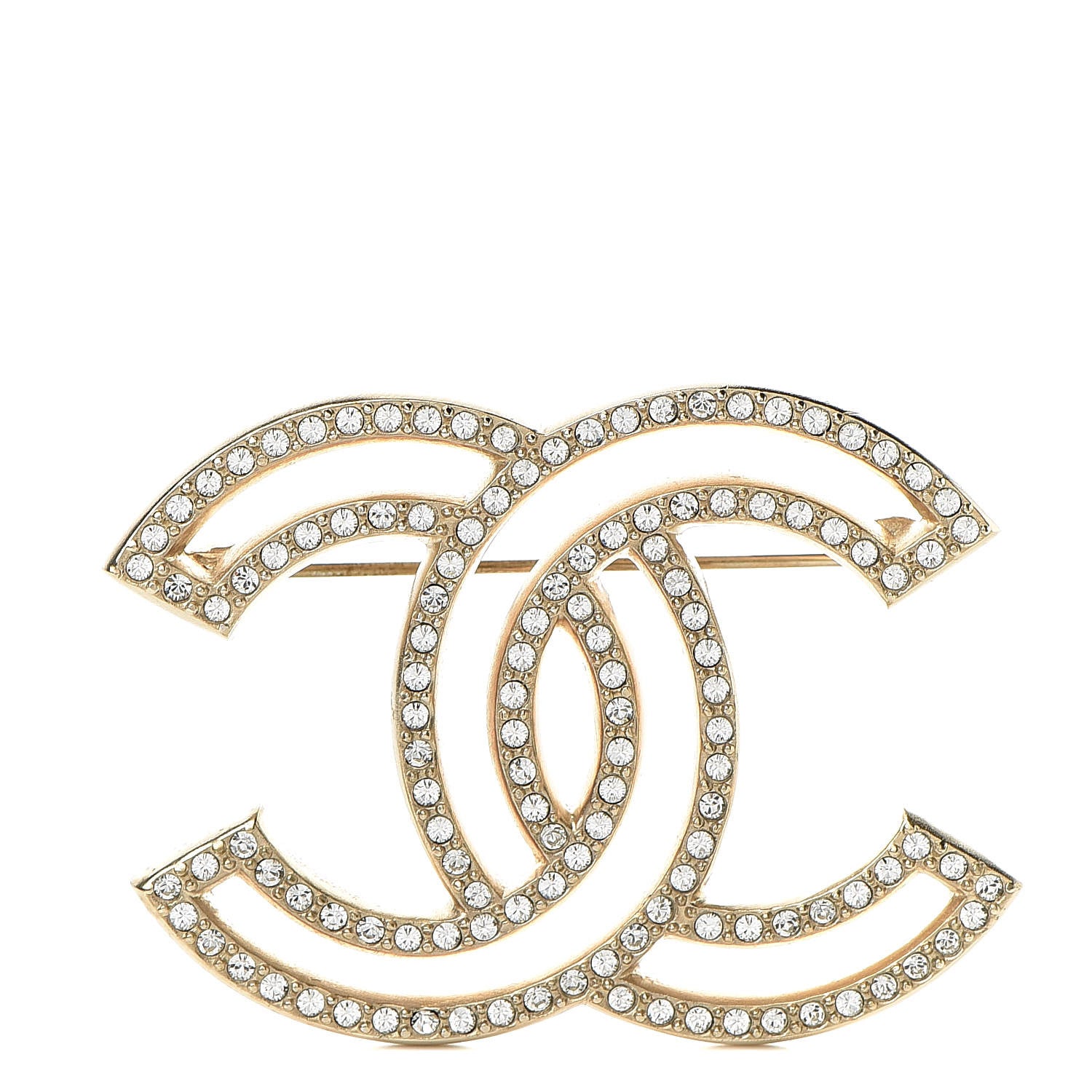 Chanel Crystal CC Brooch Light Gold 1 of 5
