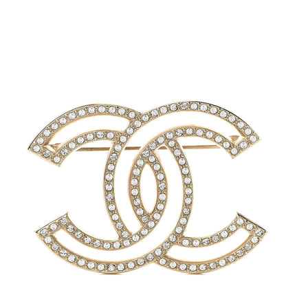 Chanel Crystal CC Brooch Light Gold 1 of 5