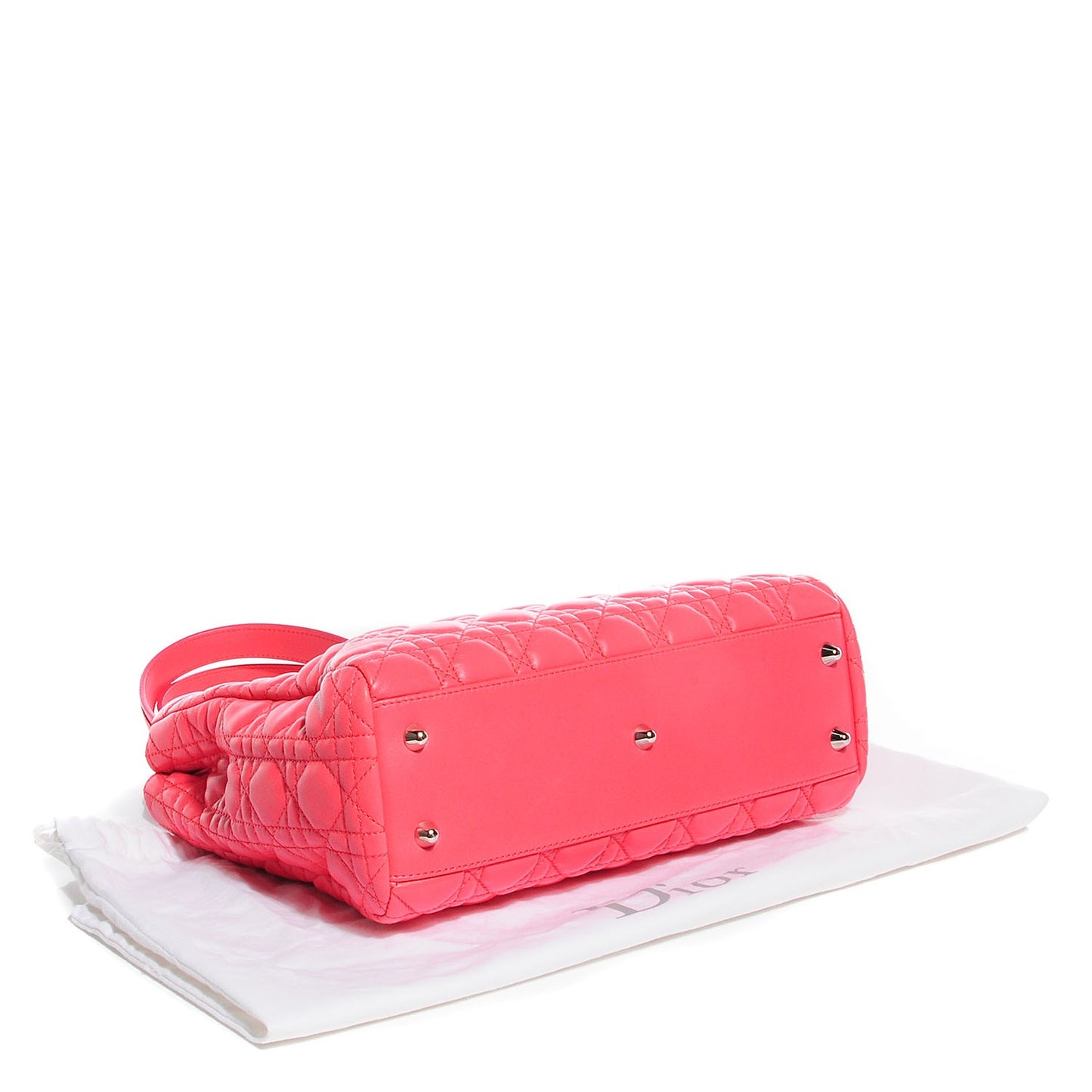 Lambskin Cannage Small Dior Soft Shopping Tote Coral