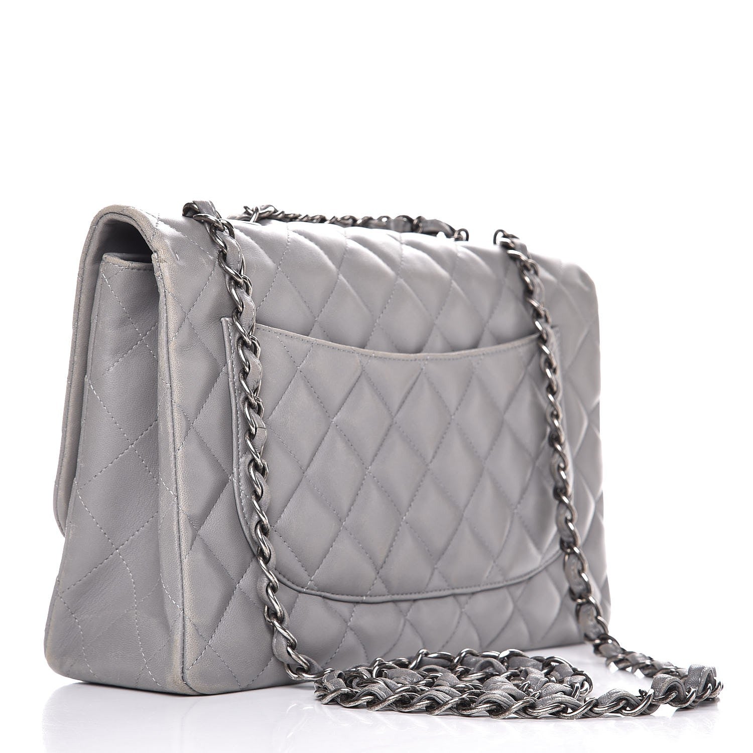 Chanel Lambskin Quilted Jumbo Single Flap Grey 4 of 14
