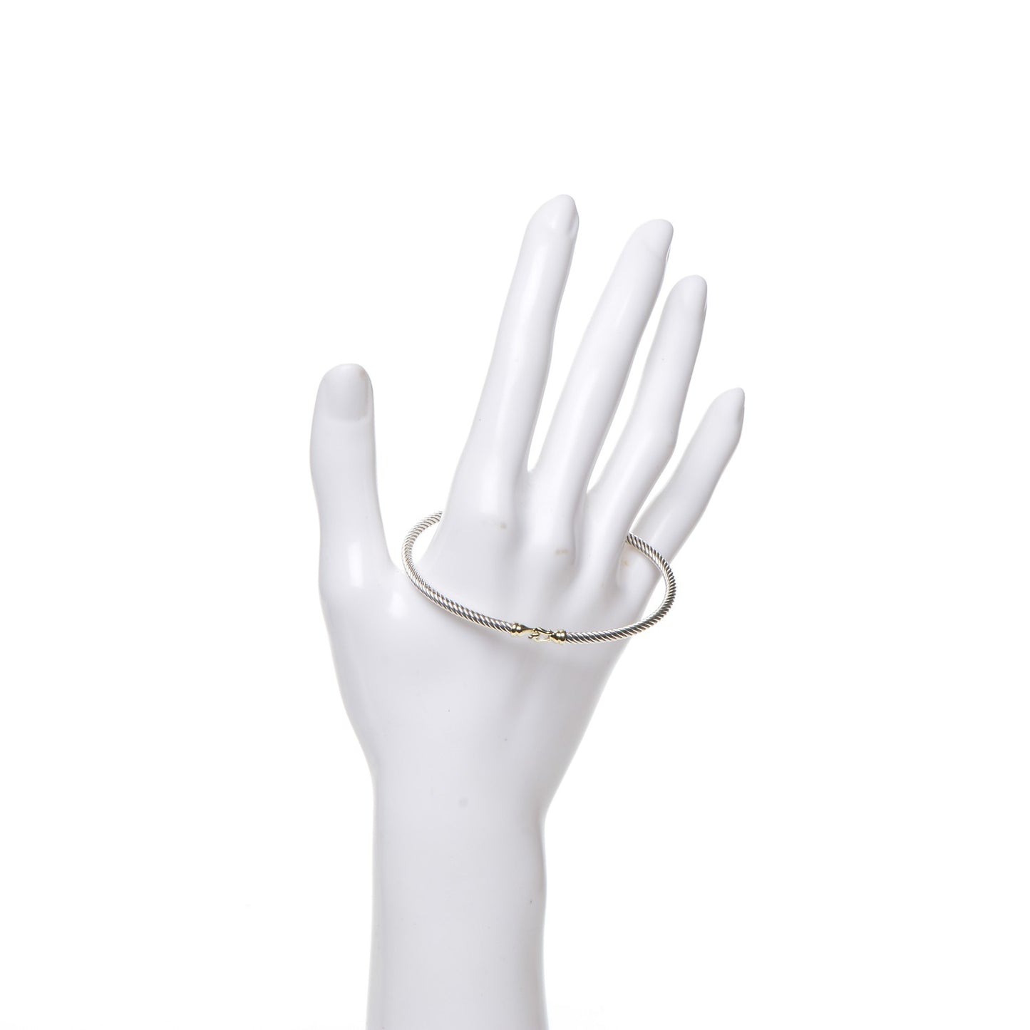 Sterling Silver 18K Yellow Gold 3mm Cable Buckle Bracelet
