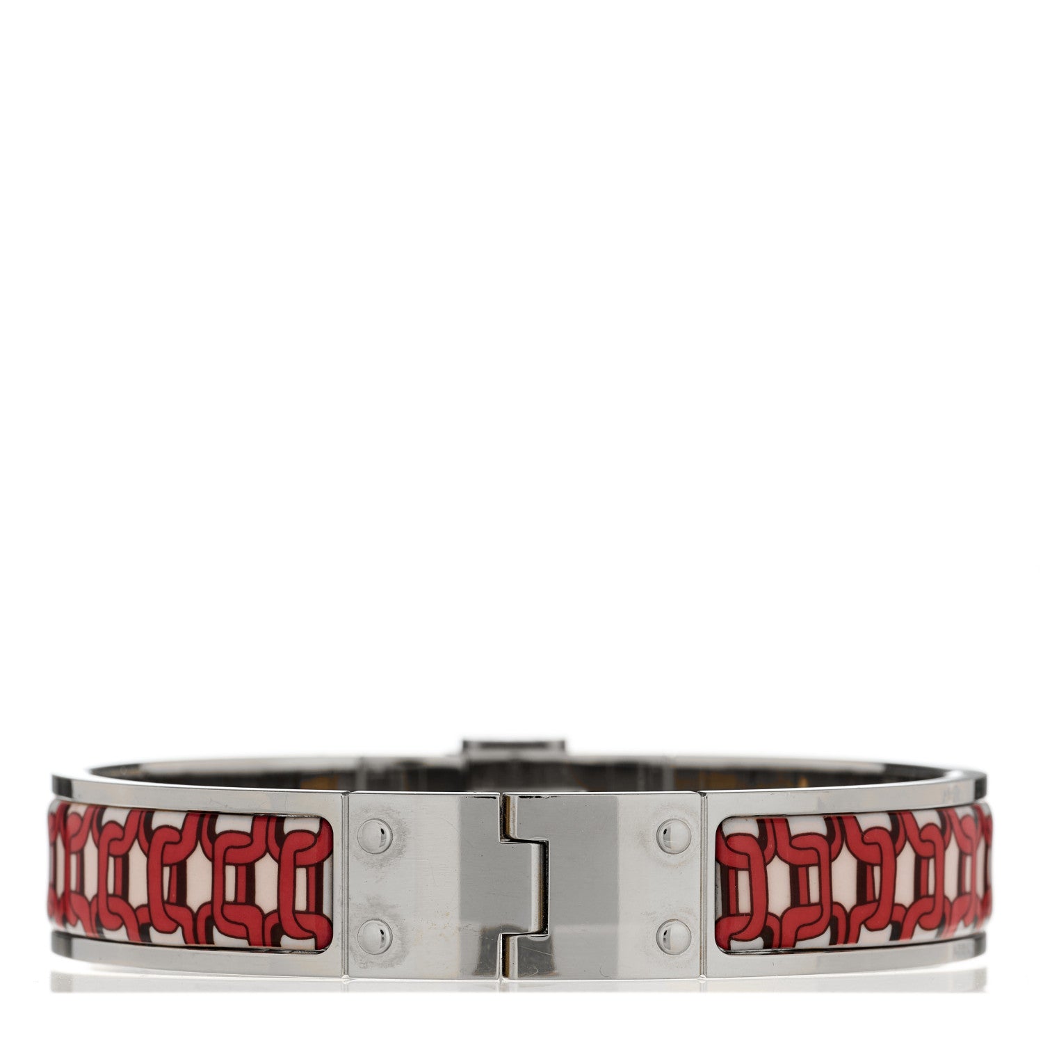 Hermes Enamel Printed Narrow Balades Equestres Positif Negatif Hinged Bracelet S 2 of 4