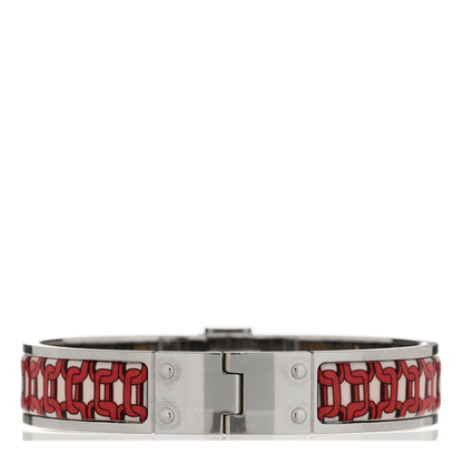 Hermes Enamel Printed Narrow Balades Equestres Positif Negatif Hinged Bracelet S 2 of 4
