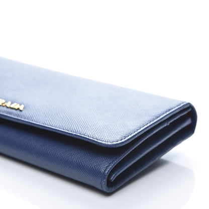 Prada Saffiano Metal Continental Flap Wallet Bluette 8 of 9