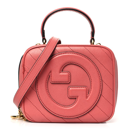 Gucci Sakai Be Green Calfskin Diagonal Stitched Blondie Top Handle Bag Pink 1 of 13