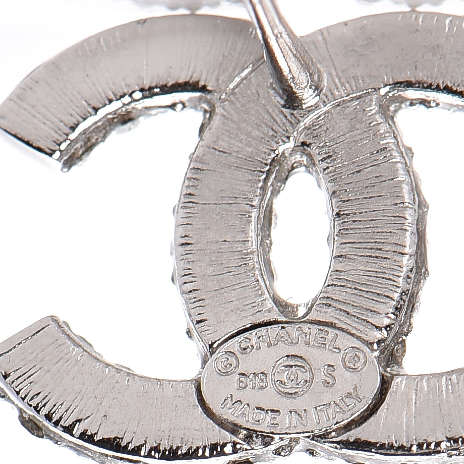 Chanel Crystal CC Earrings Silver 4 of 4