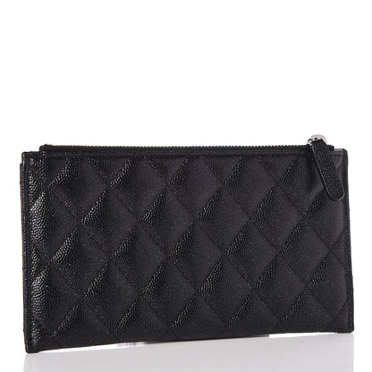 Chanel Iridescent Caviar Quilted Classic Zip Pouch Black 3 of 8