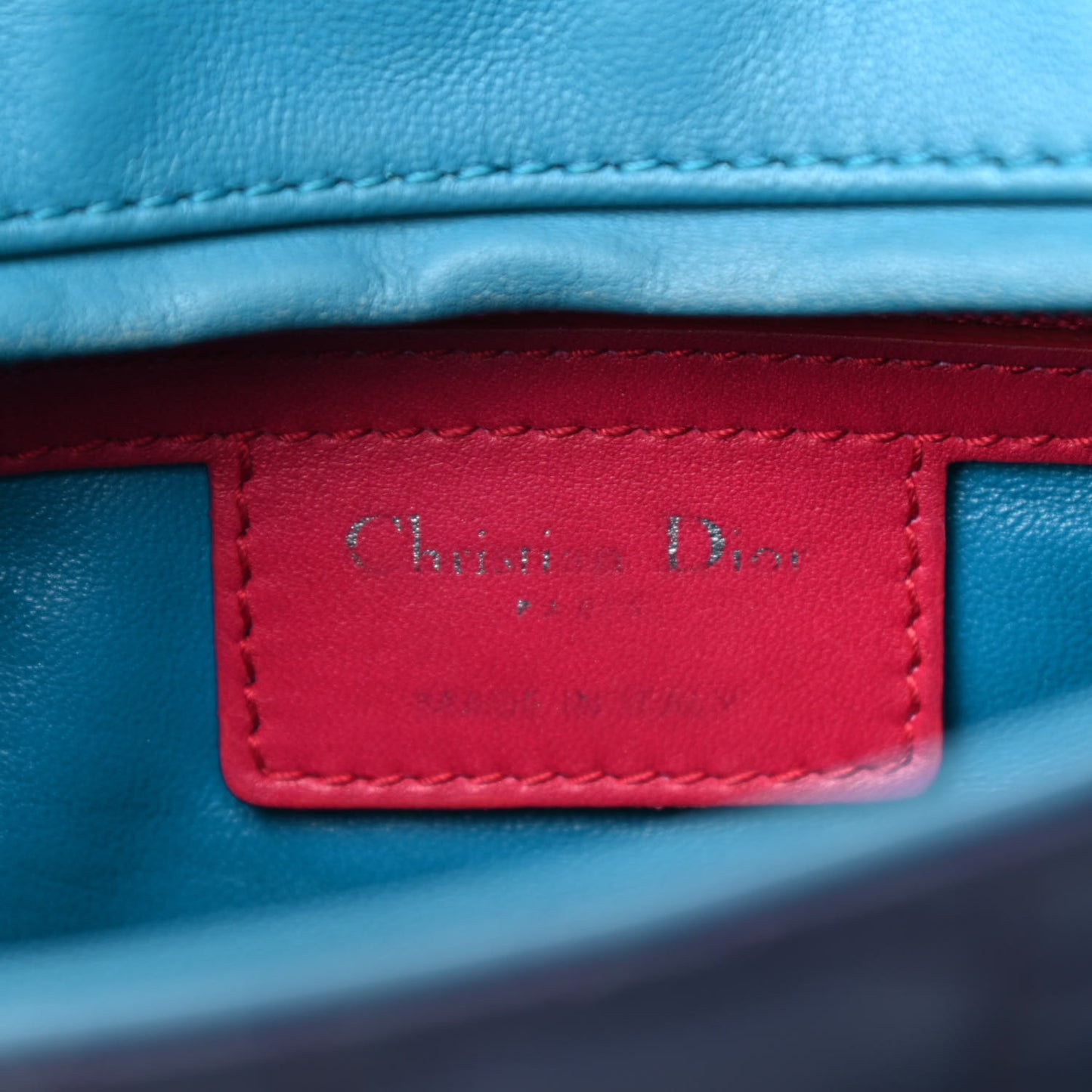 Lambskin Cannage Medium Tri-Color Lady Dior Sapphire Fuchsia Turquoise