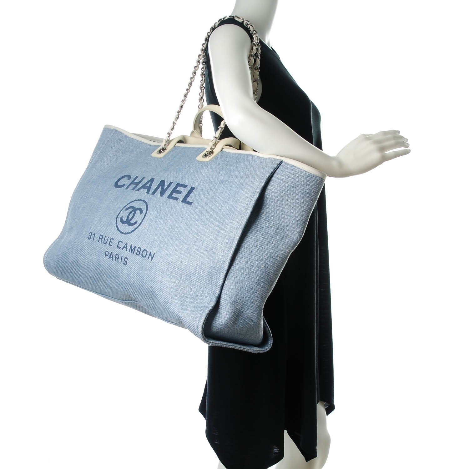 Chanel Woven Straw Extra Large Deauville Tote Blue 2 of 7